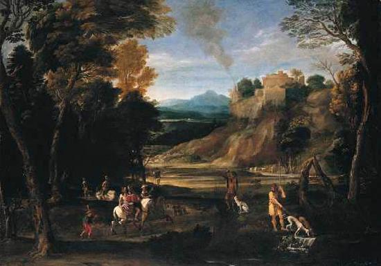 unknow artist Landscape with a Hunting Party oil painting image